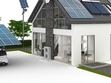 Energieversorgung zu einem Einfamilienhaus - Garten im Hintergrund_3 Energieversorgung zu einem Einfamilienhaus - Garten im Hintergrund_3