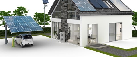 Energieversorgung zu einem Einfamilienhaus - Garten im Hintergrund_3 Energieversorgung zu einem Einfamilienhaus - Garten im Hintergrund_3